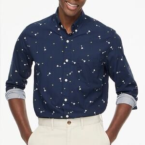 J. Crew Classic Untucked Flex Washed Button Down Shirt Martini Olives Size Large